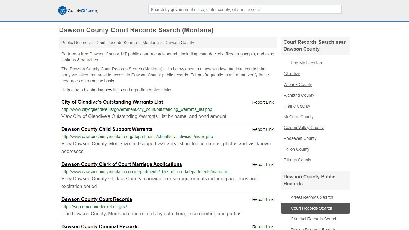 Court Records Search - Dawson County, MT (Adoptions ...